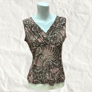Y2K Elegant Sleeveless Top - Brown and Pink Bohemian Fairy L